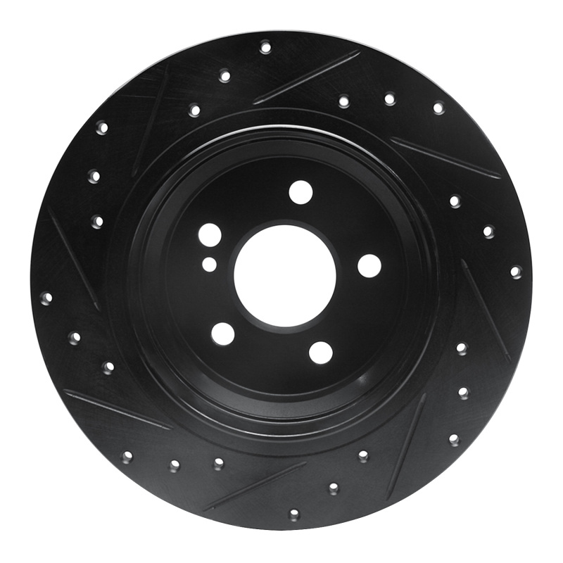 Mercedes-Benz E280 Brake Rotor (1) - Rear Right - R1 Concepts - Drilled & Slotted - Black - `03-`16